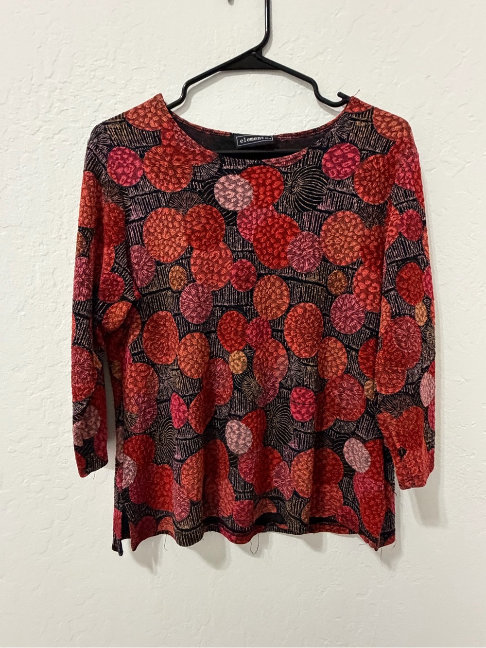 Elementz Red and Pink Long-Sleeve Patterned Women's Top